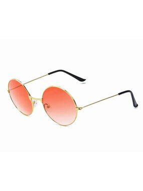 Retro Round Sunglasses With Gold Frame & Gradient Red Lenses